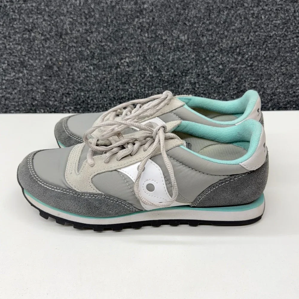 Saucony Jazz Low Pro Grey Mint Green Suede Nylon Sneakers 1866-103 Womens 7‎